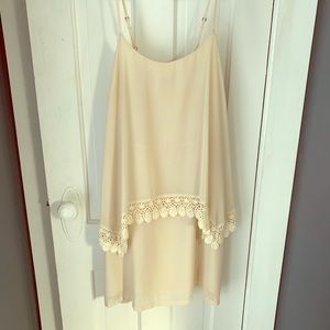 Forever 21 cream chiffon sleeveless dress - size L
